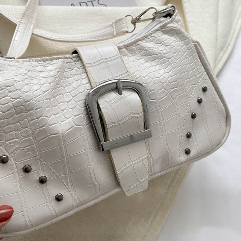 Umhängetasche aus Leder mit Krokodilmuster für Dating im Retro-Stil