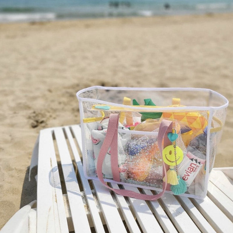 Große wasserdichte, transparente Strandtasche aus PVC mit großem Fassungsvermögen, Tragetasche und Schultergurt