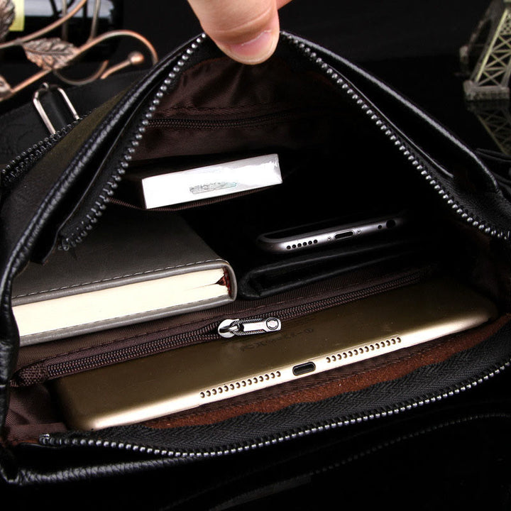 Business-Umhängetasche für Herren, einfache vertikale Tasche aus weichem Leder