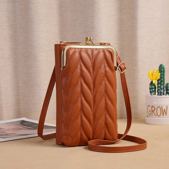 Leder-Handytasche für Damen, große Kapazität, Umhängetasche, Münzgeldbörse