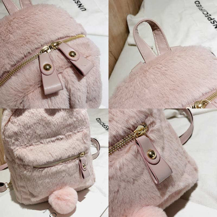 Süßer Plüsch-Rucksack, Tagesrucksack für Frauen und Mädchen mit Hasenohren