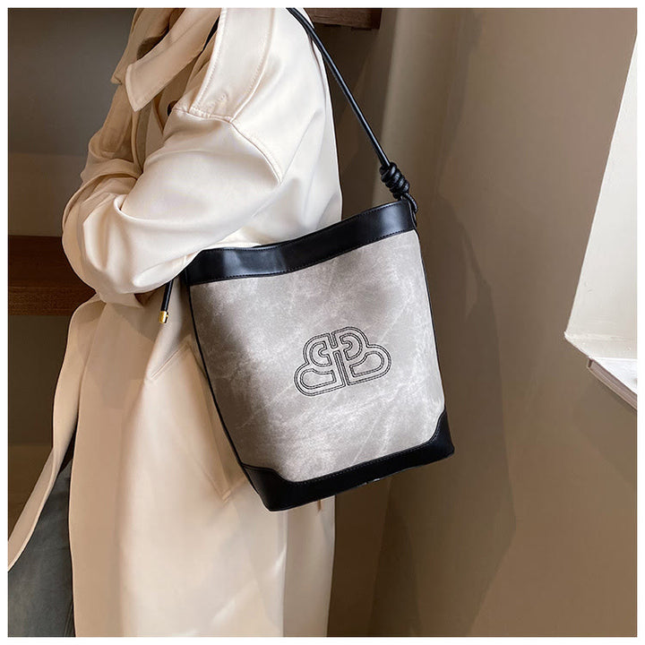 Vintage Bucket Bag für Damen aus veganem Leder für die Achsel