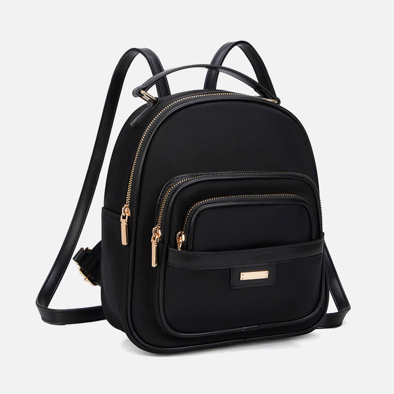 Minimalistischer Rucksack für Damen, reine Farbe, leicht, robust, Oxford-Tagesrucksack - Schwarz - image 0