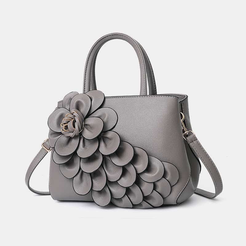 Damen Floral Elegante Schultertasche Vegan Leder Handtasche Satchel Geldbörsen