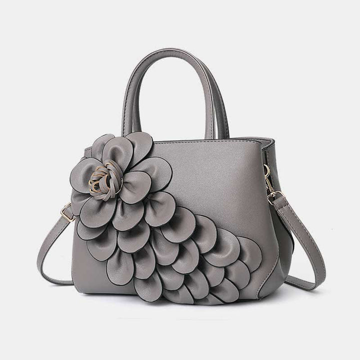 Damen Floral Elegante Schultertasche Vegan Leder Handtasche Satchel Geldbörsen