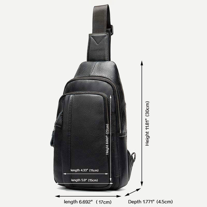 Schultertasche für Herren aus echtem Leder, lässiger Einkaufs-Tagesrucksack
