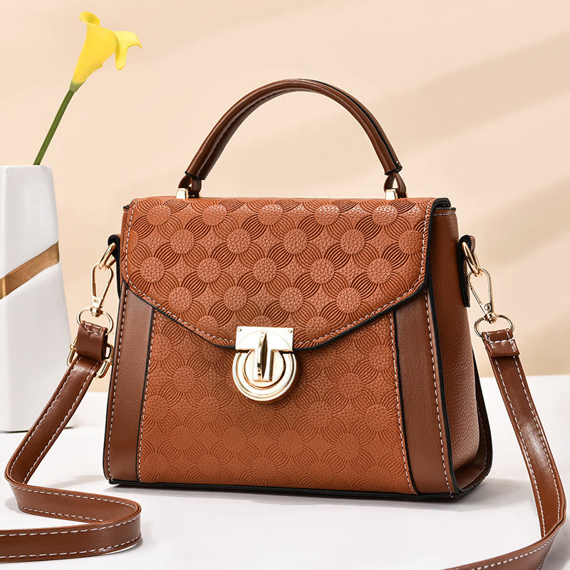 Clamshell-Tasche mit Henkel oben für Damen, klassische Farbe, kleine Umhängetasche