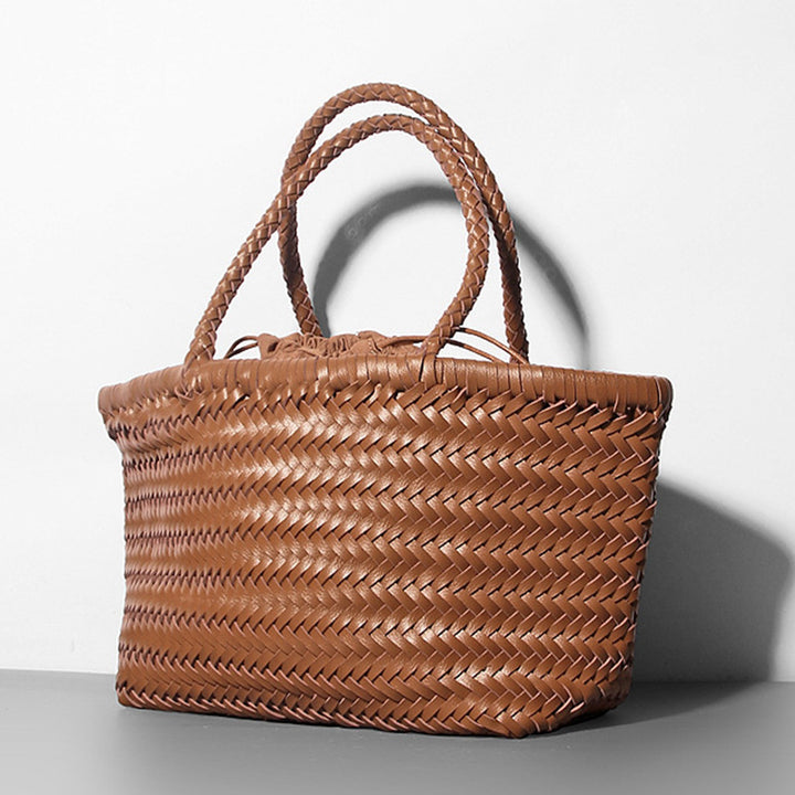 Damen Handtasche aus weichem PU-Leder, gewebt, handgefertigt, Sommer-Umhängetasche