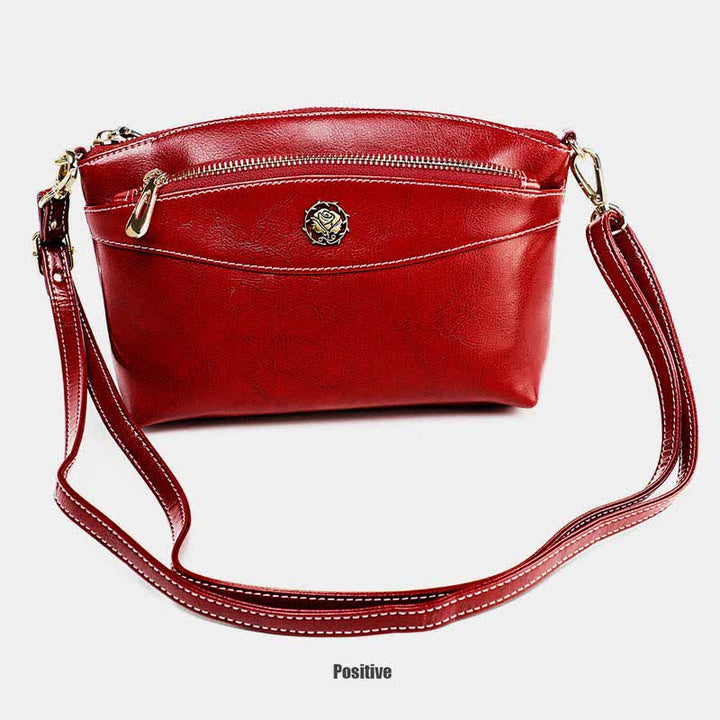 Retro-Umhängetasche aus echtem Leder für Damen, geräumige kleine Handytasche