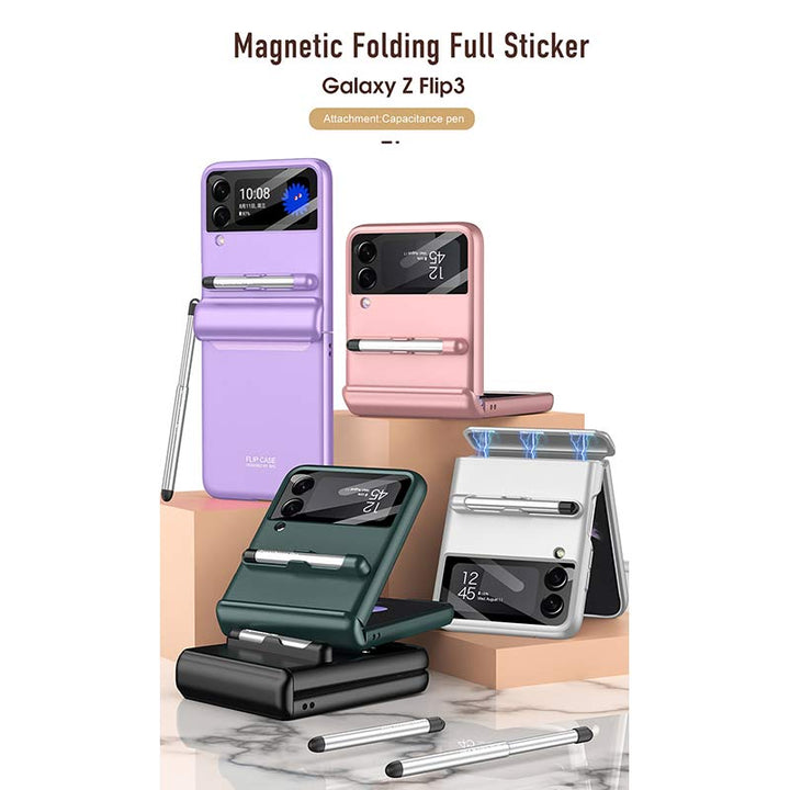 Handyhülle für Galaxy Z Flip 3 mit Stift, Anti-Drop-Scharnierschutz, Telefonabdeckung