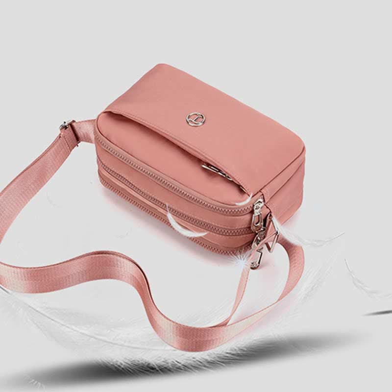 Kleine Umhängetasche mit dreifachem Reißverschluss für Damen, leichte, lässige Schultertasche