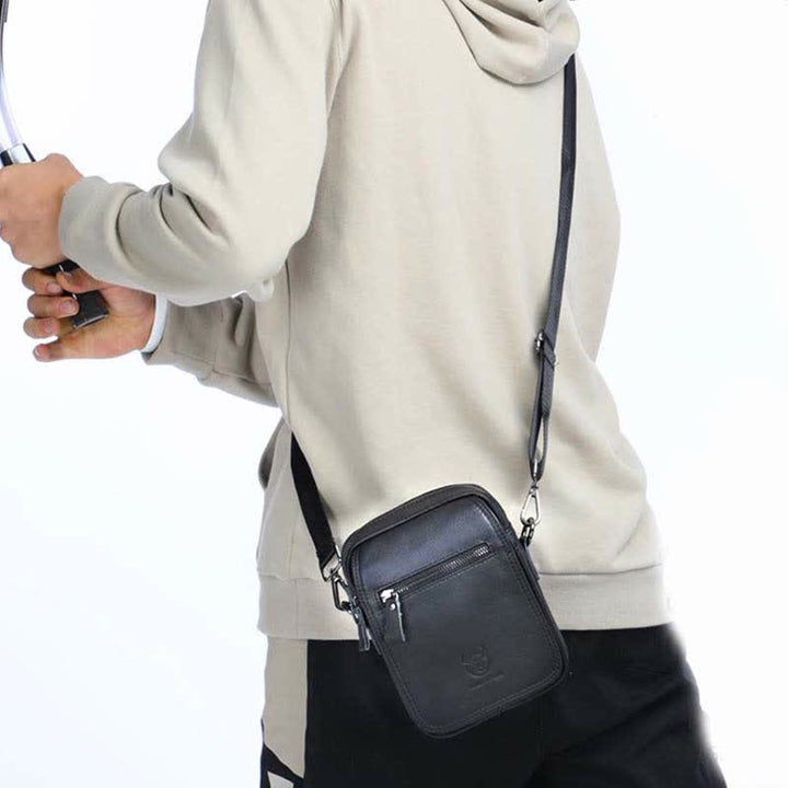 Umhängetasche aus echtem Leder für Herren, Messenger Bag, Schultertasche