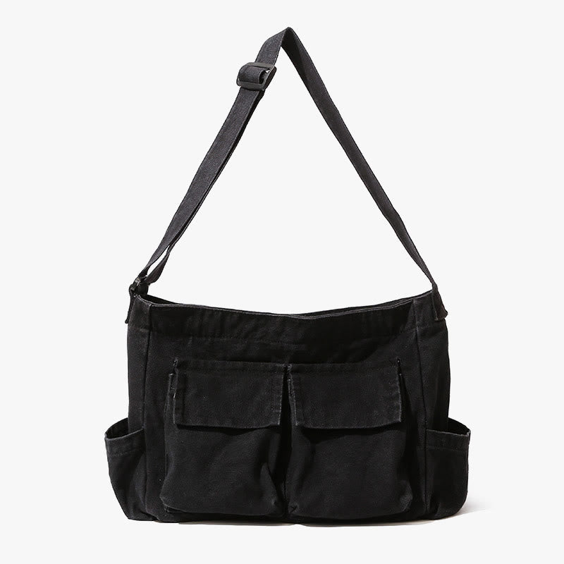 Umhängetasche aus Canvas mit mehreren Taschen für Damen, Retro, leichte Schultertasche