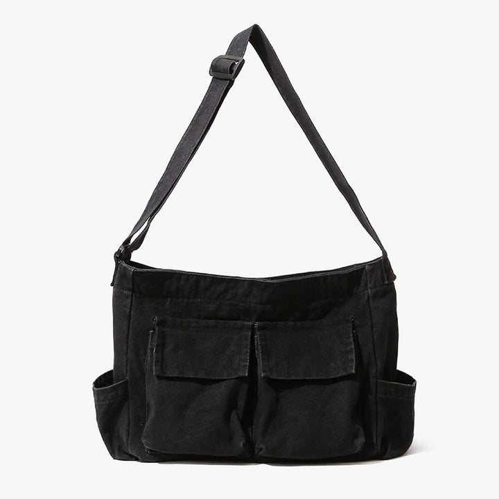 Umhängetasche aus Canvas mit mehreren Taschen für Damen, Retro, leichte Schultertasche