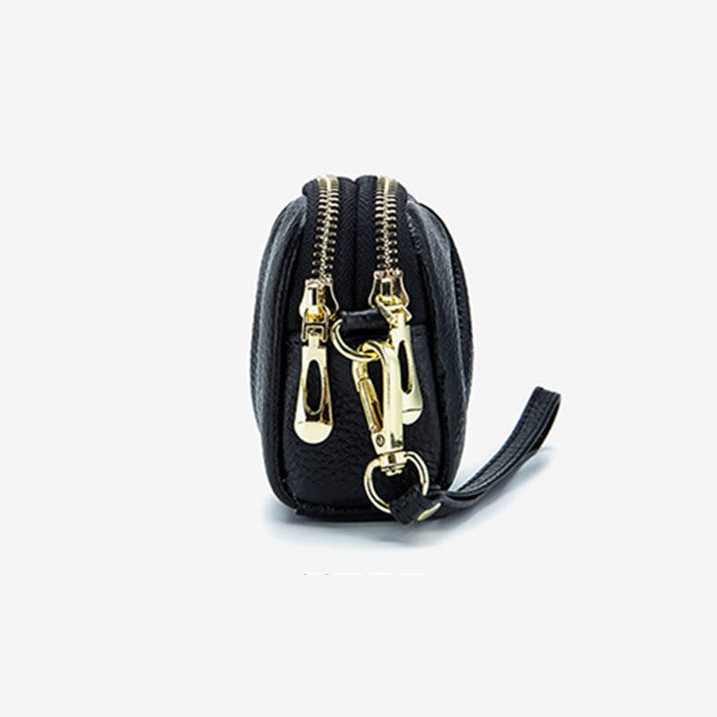 Clutch aus Rindsleder mit zwei Fächern, Handgelenktasche für Damen