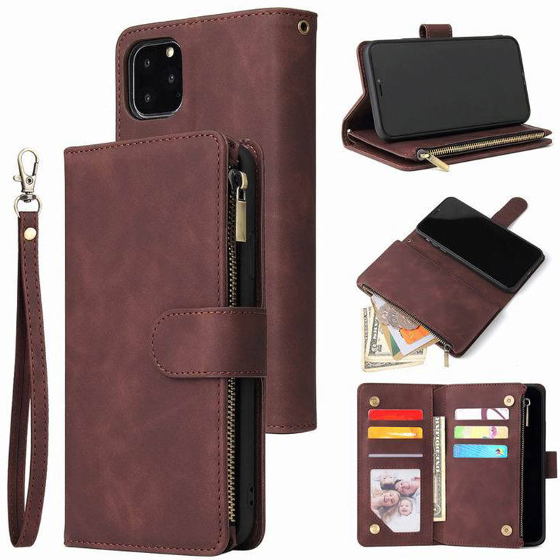 Funktionelle Handyhülle für iPhone Samsung Reißverschluss Brieftasche Hülle Armband Clutch