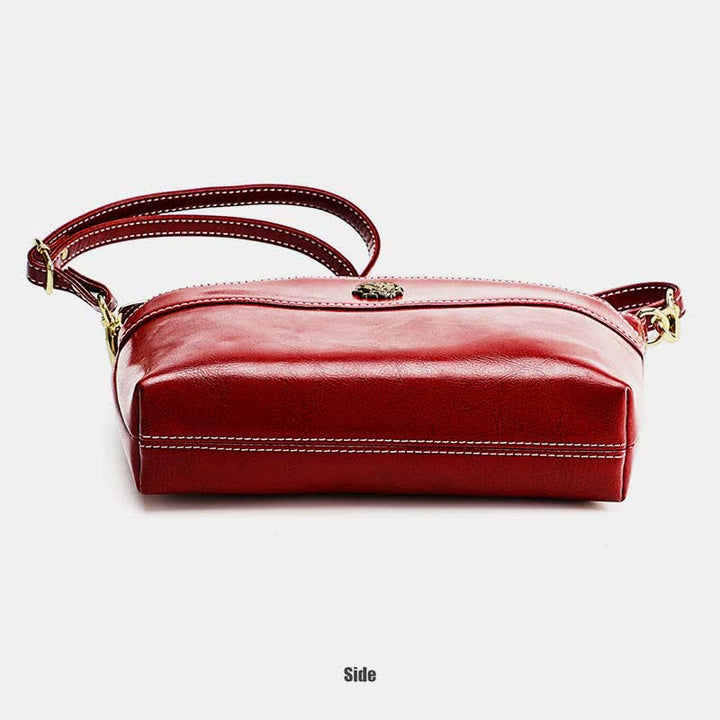 Retro-Umhängetasche aus echtem Leder für Damen, geräumige kleine Handytasche