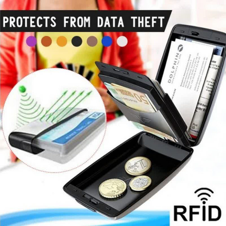 RFID-blockierende Brieftasche aus Aluminiumlegierung, Kartenhalter, Geld-Organizer 