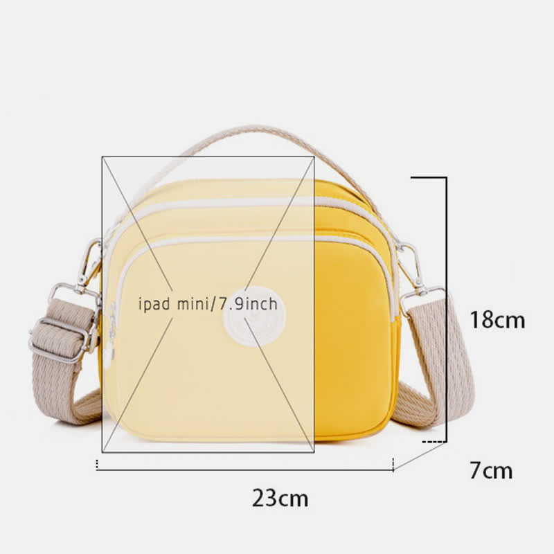 Kleine Handtasche mit dreifachem Reißverschluss für Damen, leichte, wasserdichte Umhängetasche