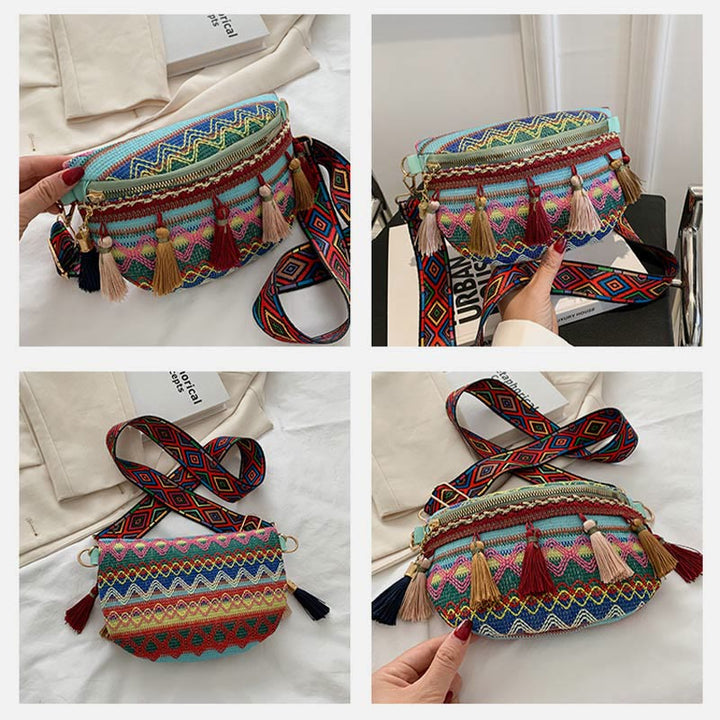 Folk Custom Sling Bag Damen Quaste Umhängetasche Brusttasche