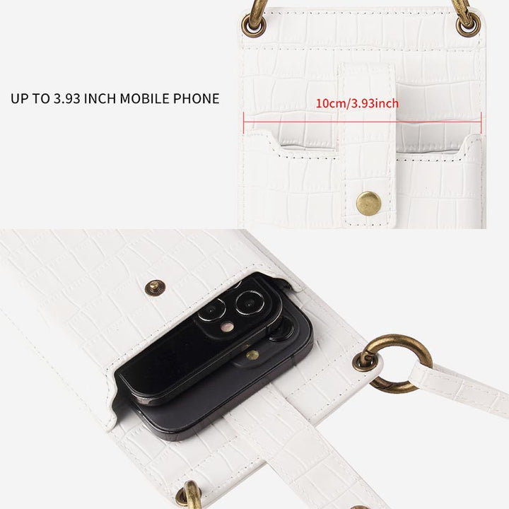 Elegante Umhängetasche fürs Telefon mit mehreren Fächern und Spiegel