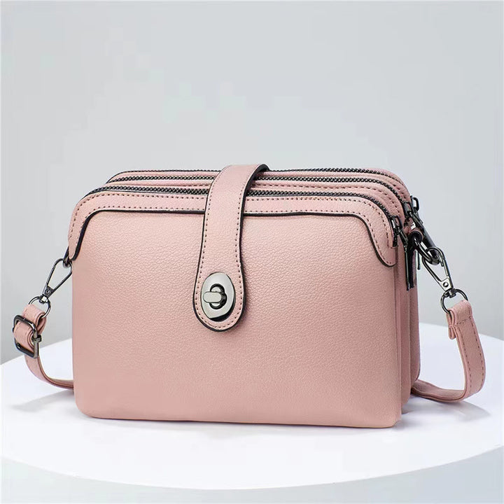 Ledertasche mit drei Fächern für Damen, große Kapazität, karierte Tasche