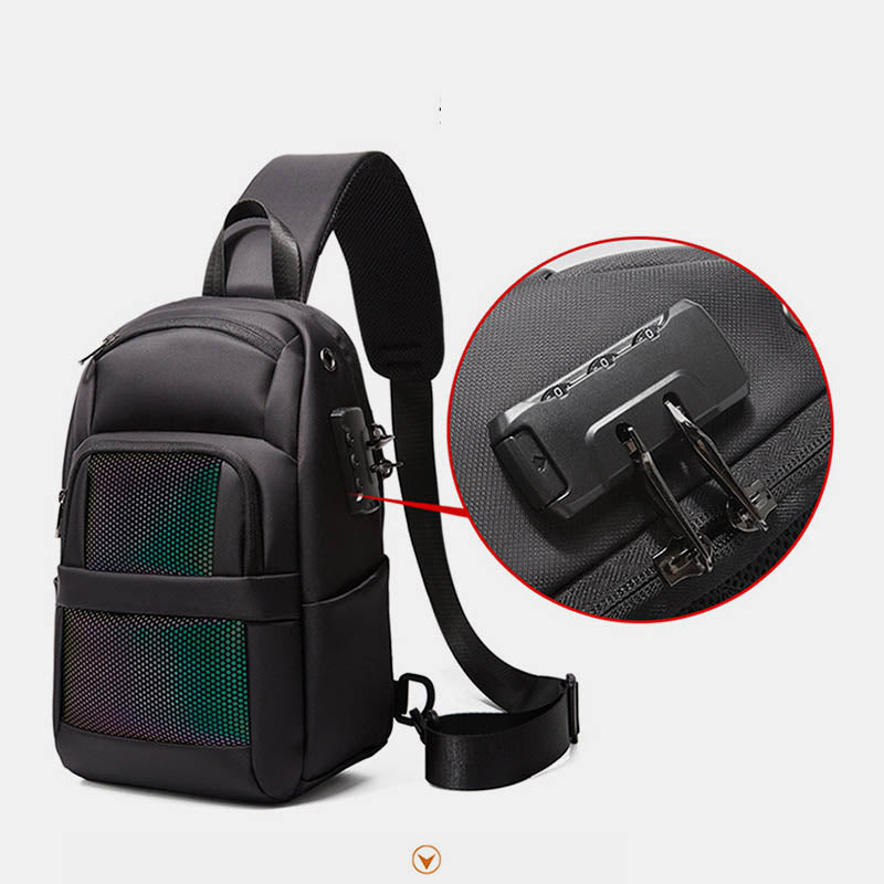 Diebstahlsichere, reflektierende Schultertasche für Herren, Ein-Schulter-Rucksack mit USB-Ladeanschluss
