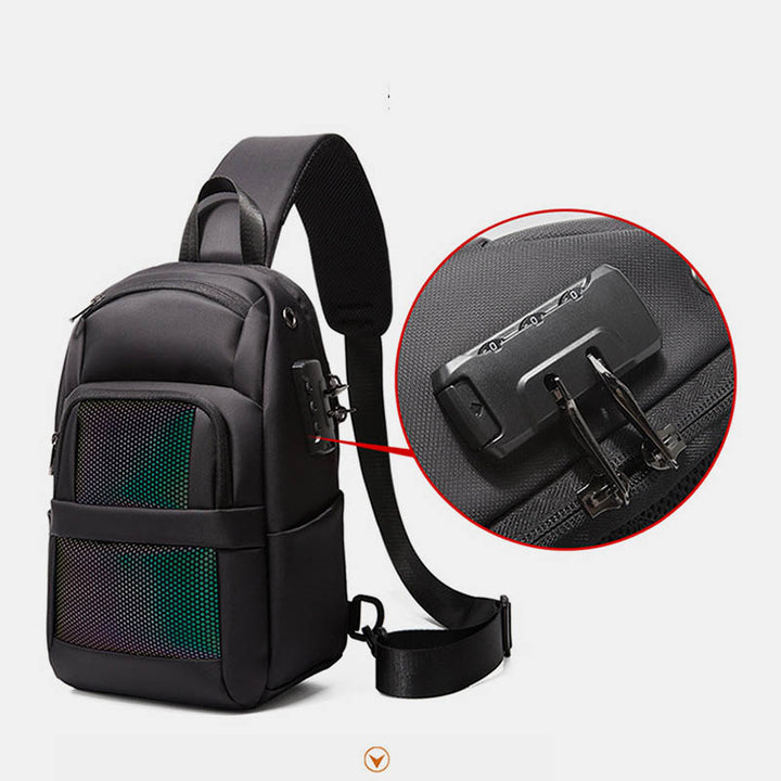 Diebstahlsichere, reflektierende Schultertasche für Herren, Ein-Schulter-Rucksack mit USB-Ladeanschluss