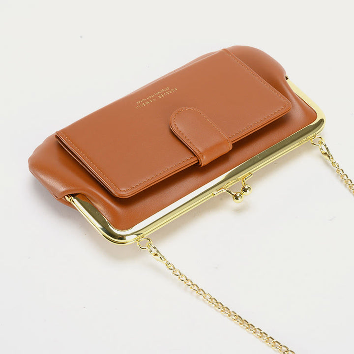 Handytasche für Damen, Umhängetasche mit Kette und mehreren Fächern
