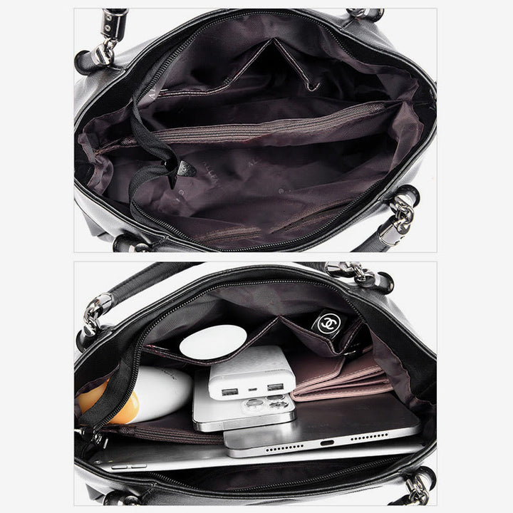 Weiche Lederhandtasche für Damen, verstellbarer breiter Riemen, minimalistische Umhängetasche