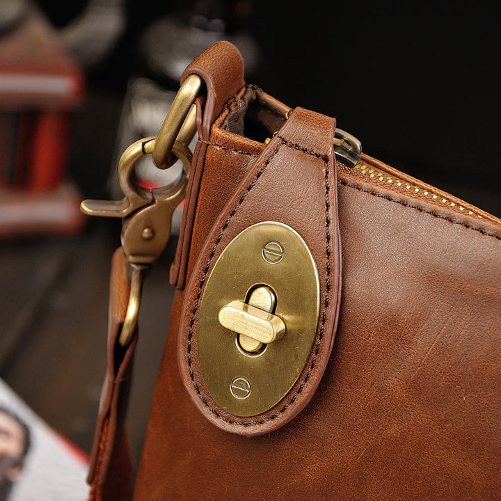 Umhängetasche für Herren, Business, einfache Umhängetasche aus Retro-Leder