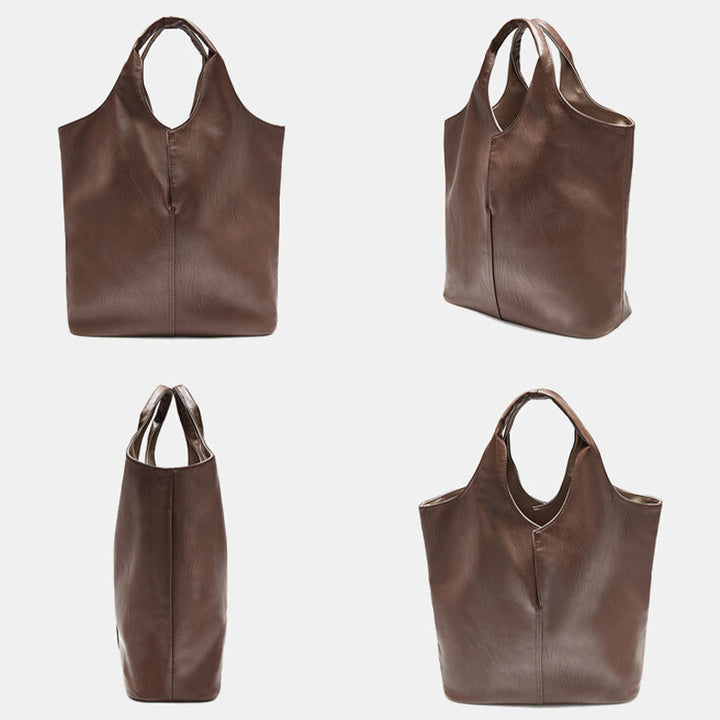 Leder Tote Schultertasche für Frauen Doppelseitige Hobo Geldbörse Bucket Handtasche