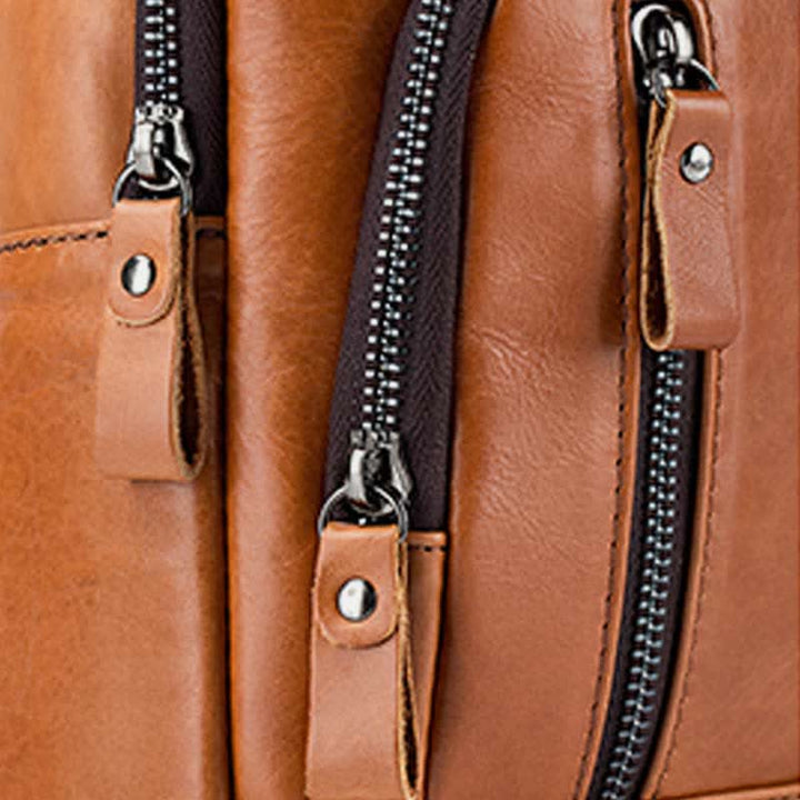 Schultertasche aus echtem Leder, lässiger Outdoor-Schulterrucksack, Brust-Tagesrucksack