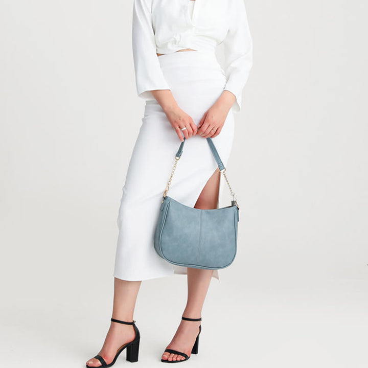 Umhängetasche für Damen mit doppeltem Riemen, elegante Tasche aus PU-Leder