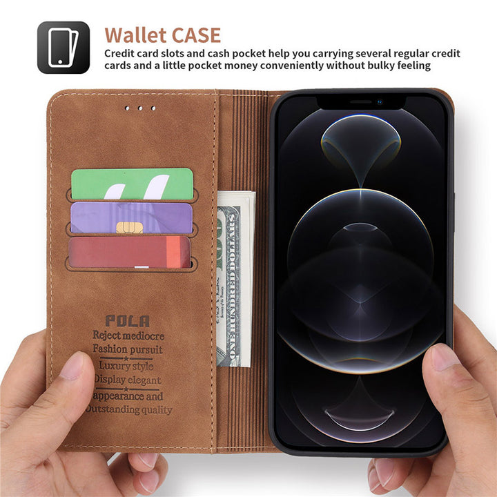 iPhone 13 Pro Max Leder Wallet Case Magnetische Hülle mit Ständer Kartenfach