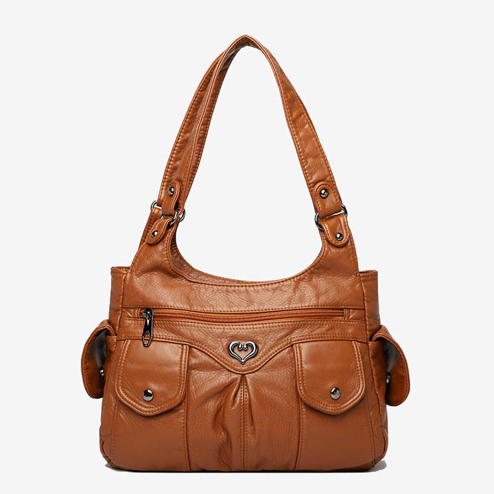 Klassische Tragetasche fürs Büro, leichte Schultertasche aus weichem Leder