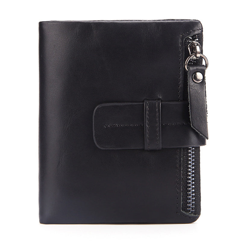 Vintage Echtes Leder Kurze Brieftasche herren Geldbörse Front Tasche Brieftasche