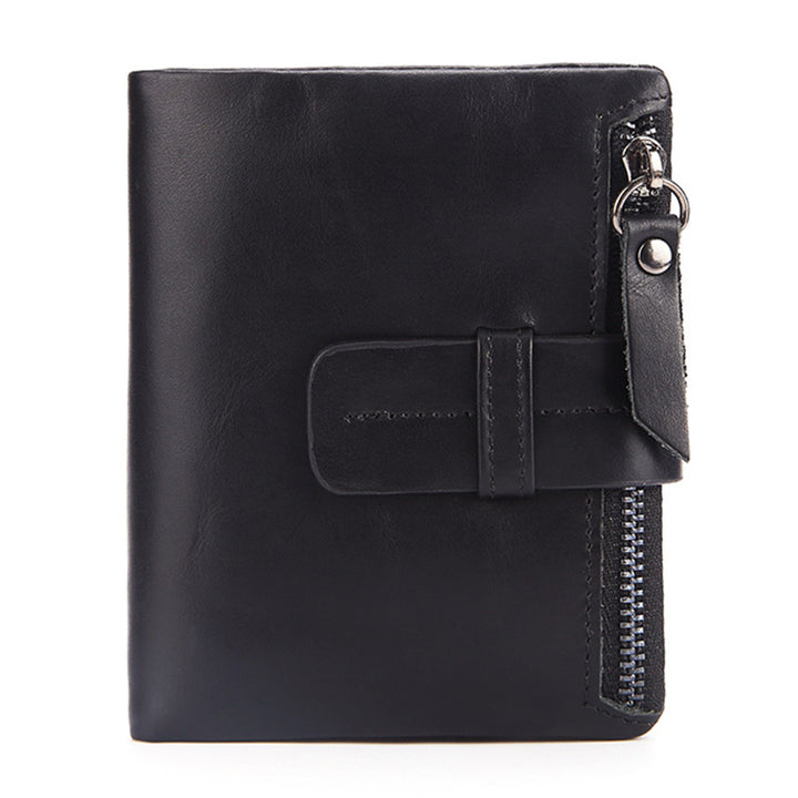 Vintage Echtes Leder Kurze Brieftasche herren Geldbörse Front Tasche Brieftasche