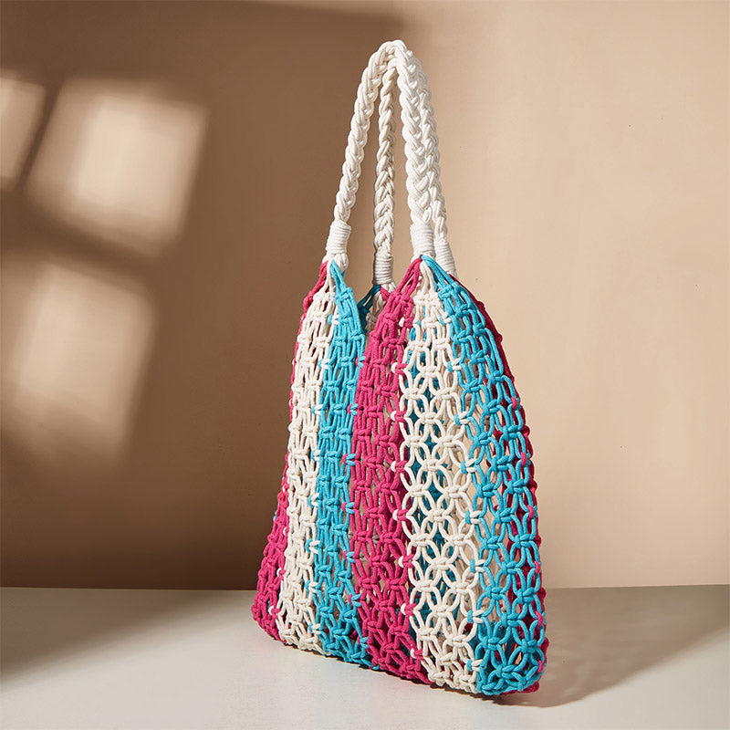 Baumwollseil Sommer Fischernetz Handtasche handgefertigt gewebte Schultertasche