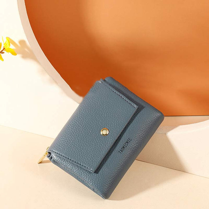 Mini-Geldbörse für Damen aus PU, zweifach gefaltet, kurze Brieftasche mit mehreren Kartenfächern