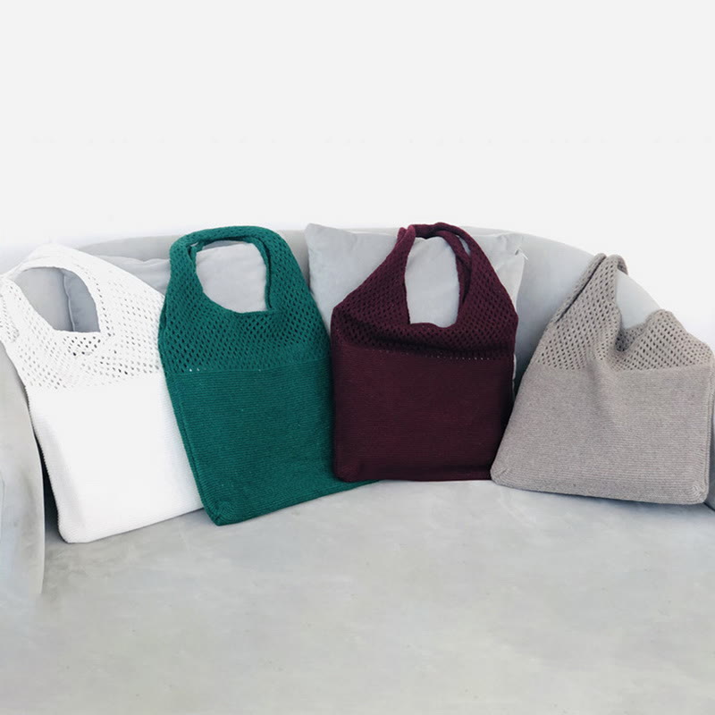 Einkaufstasche für Frauen im ethnischen Stil aus Wolle gestrickte Schultertasche