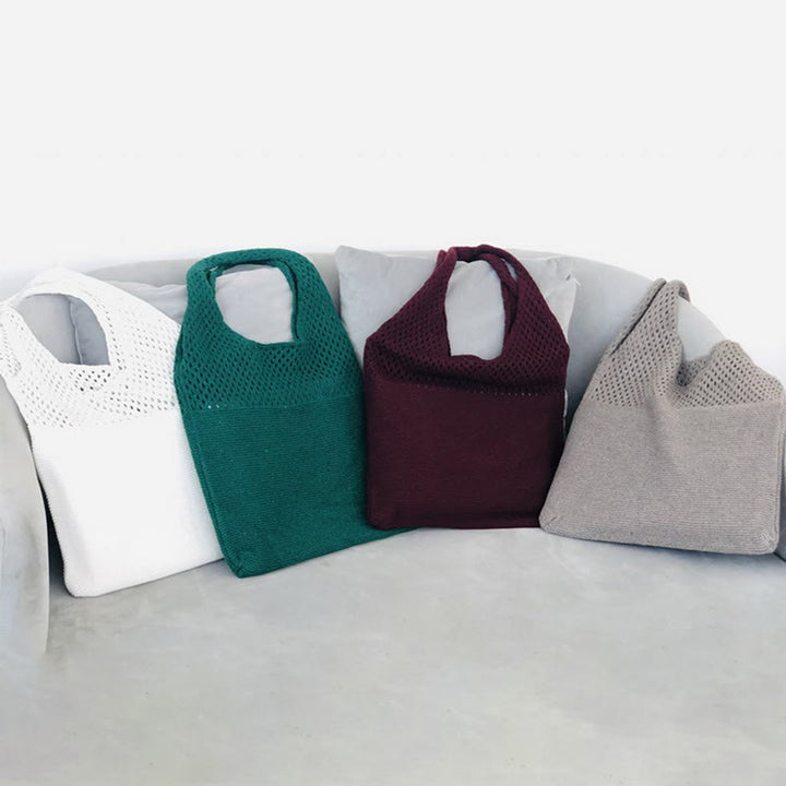 Einkaufstasche für Frauen im ethnischen Stil aus Wolle gestrickte Schultertasche