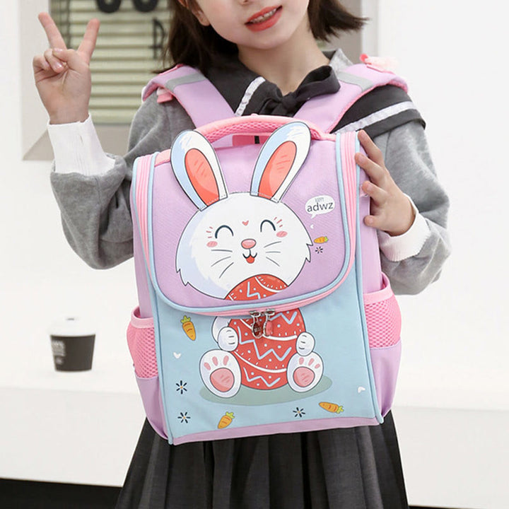 Cartoon-Rucksack für Kinder mit Tierdruck, Wirbelsäulenschutz, Schultasche