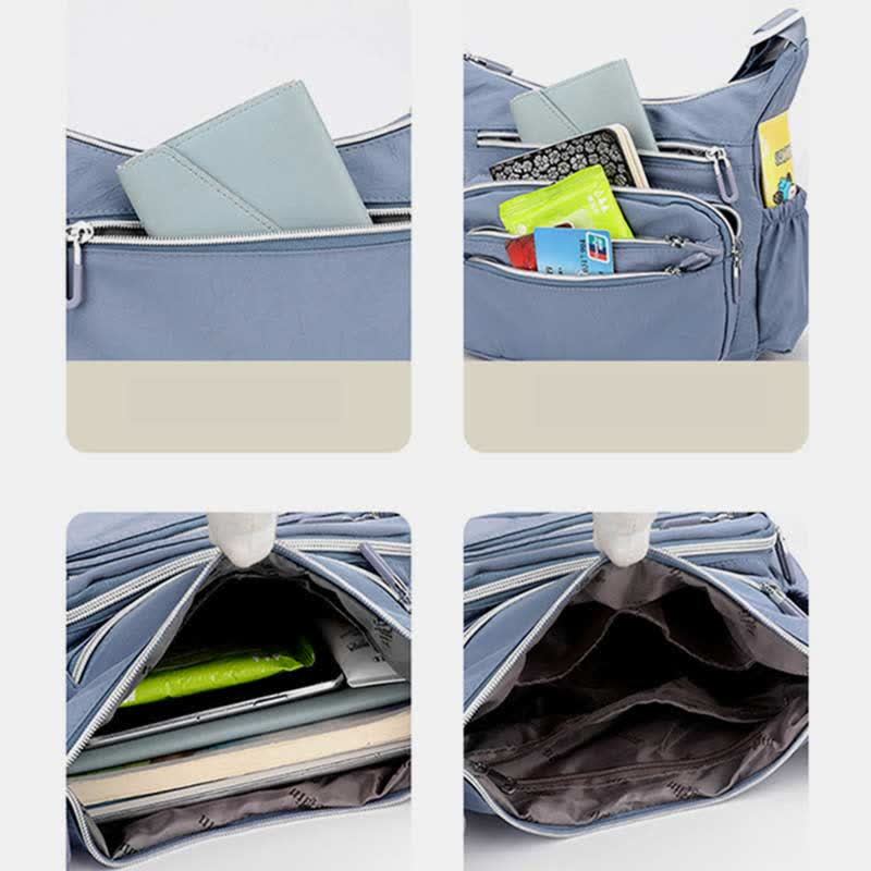 Leichte Nylon-Geldbörse mit mehreren Taschen für Damen, multifunktionale Umhängetasche