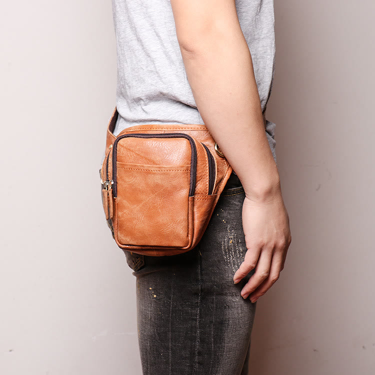 Gürteltasche für Herren aus Leder für Outdoor-Sportarten, multifunktionale Telefontasche