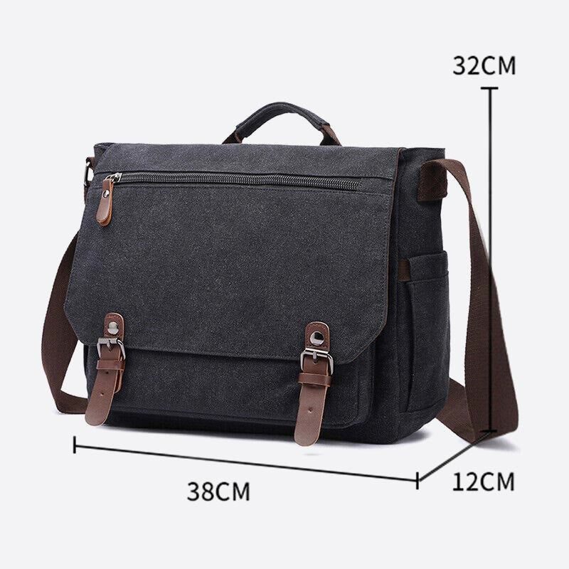 Messenger Bag für Herren, tragbar, großes Fassungsvermögen, Canvas, Business-Aktentasche