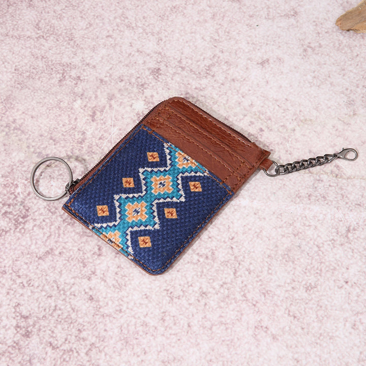 Vintage Kartenhalter für Damen Bohemian Baumwoll Leinen Kette Geldbörse