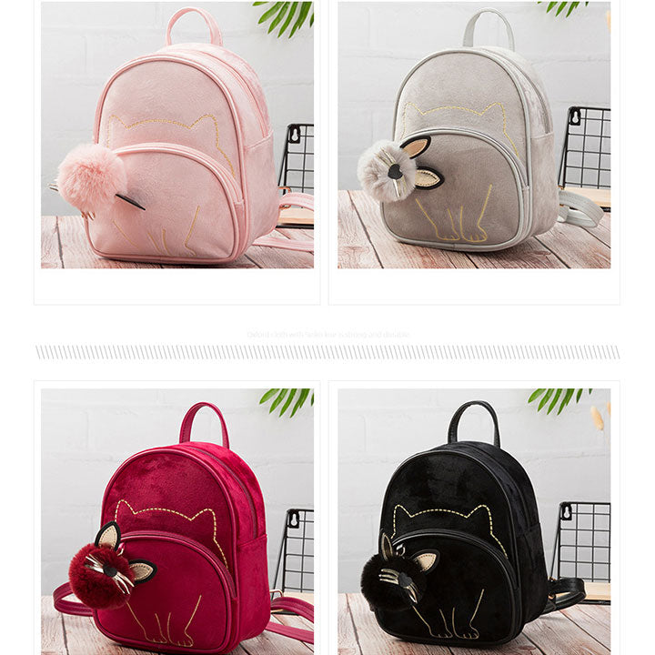 Mini-Rucksack mit aufgesticktem Katzenmuster