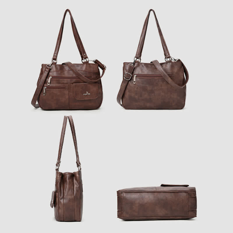 Schultertasche aus Kunstleder mit schweren Taschen und großer Kapazität