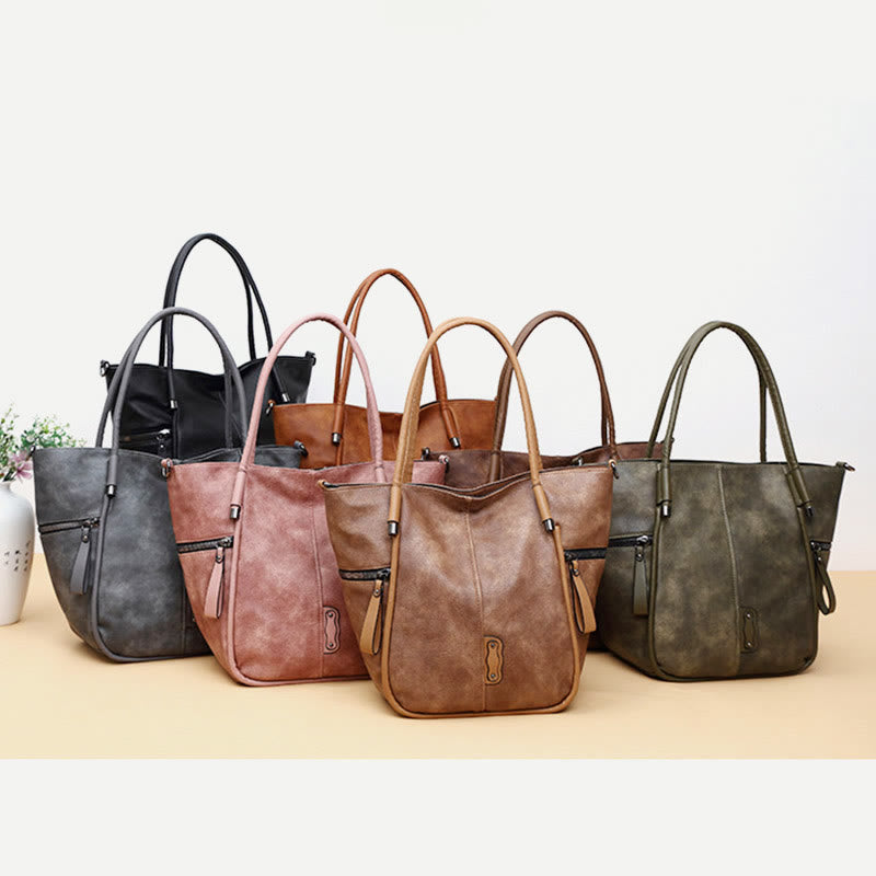 Tragetasche für Damen, Vintage, große Kapazität, Handtasche aus PU-Leder